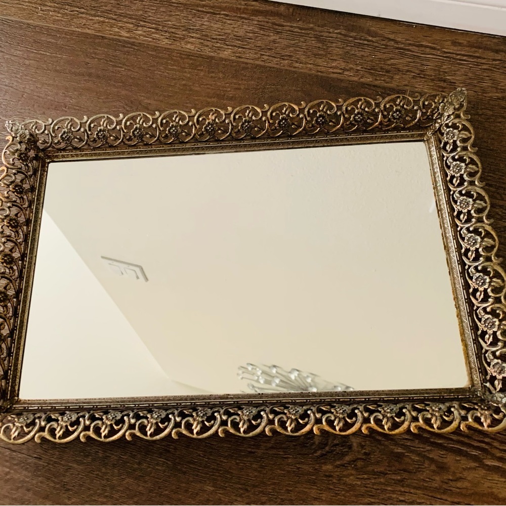 vintage vanity mid century mirrored Tray 11/16”